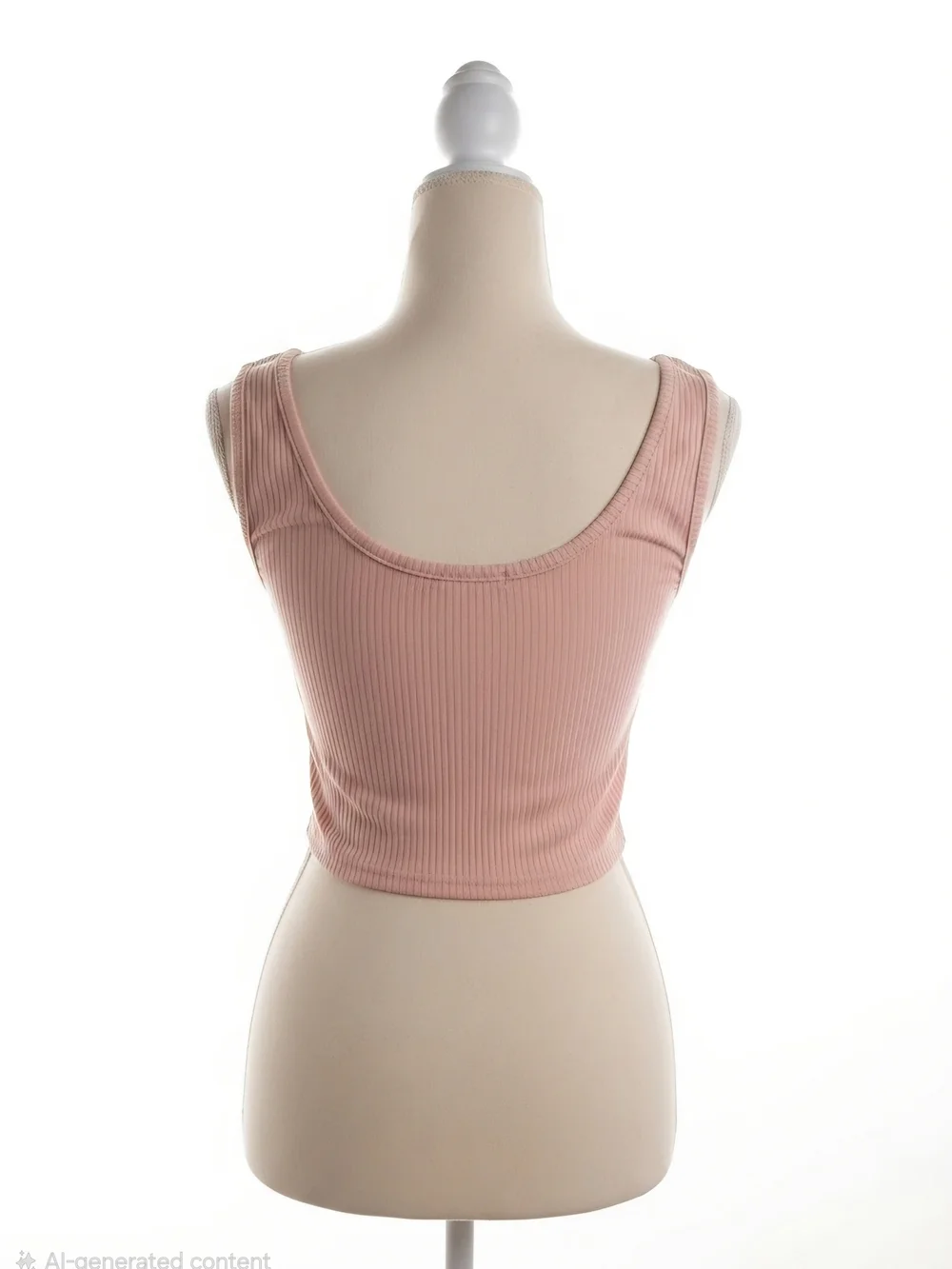 ROMWE Blush Pink Ribbed Button-Front Crop Tank - Picture 2 of 4